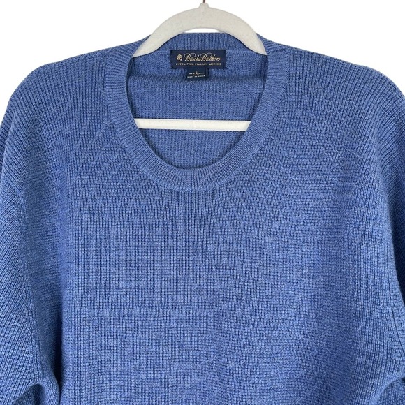 Brooks Brothers Mens Italian Merino Wool Sweater Blue Preppy Coastal Size Large - Picture 1 of 10
